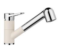 Blanco Wega S - Mitigeur d'évier avec douchette extractible, blanc doux/chrome 526982