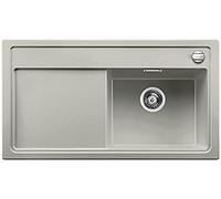 BLANCO zenar XL 6 S à vapeur Plus, évier de cuisine évier de granit en SILGRANIT PuraDur, 1 pièce, Gris perle, 50 cm Unterschrank-Holzschneidbrett