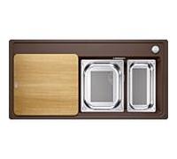 Blanco ZENAR XL 6S-F Évier DampfgarPlus 524097 98.75x49.75cm, PuraDur cafe, à droite, avec planche à découper en bois