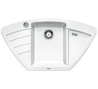 BLANCO ZIA 9 E - Évier d'Angle de Cuisine pour Meubles d'Angle de 90 cm ou Meubles Bas de 60 cm - SILGRANIT - Blanc - 514750