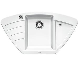 BLANCO ZIA 9 E - Évier d'Angle de Cuisine pour Meubles d'Angle de 90 cm ou Meubles Bas de 60 cm - SILGRANIT - Blanc - 514750