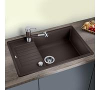 BLANCO ZIA XL 6 S Compact - Évier de Cuisine Rectangulaire en Granit pour Meubles Bas de 60 cm de Large - avec Cuve XL et Égouttoir Raccourci - SILGRANIT - Marron - 523272