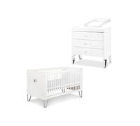 BLANKA Chambre bébé lit convertible et commode avec plan à langer 140X70 Blanc