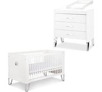 BLANKA Chambre bébé lit convertible et commode avec plan à langer 140X70 Blanc