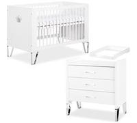 BLANKA Chambre bébé lit évolutif et commode avec plan à langer 120X60 Blanc Blanc G