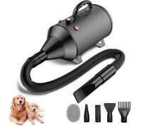 Blanlody Sèche-Cheveux pour Chien Blower - Très Silencieux - 5,2 CV / 3800 W - Moteur réglable - Souffleur de Soins pour Chien avec 4 Buses différentes - Tuyau élastique et Brosse d'entretien