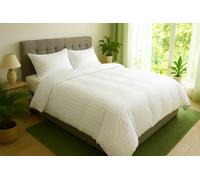 Blanrêve - Couette Chaude Elégance en Satin rayé - 1 Personnes - 200x200cm | Couette chaude (400g/m²) - Satin rayé - Douceur inégalée - Fabrication France - Lit 90-120cm - Entretien facile - Blanc