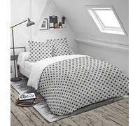 Blanrêve - Couette Imprimée ou Unie - Tempérée - pour lit de 1 Personne - Entretien Facile - 140x200 cm - Blanc/Gris - Fabriqué en France