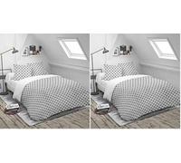 Blanrêve - Couette Imprimée ou Unie - Tempérée - pour lit de 1 Personne - Entretien Facile - 140x200 cm - Blanc/Gris - Fabriqué en France (Lot de 2)