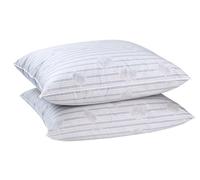 Blanrêve - Lot de 2 Oreillers d'Antan - Naturels - Plume - 60 x 60 cm - Blanc/Rayé/Bleu - Fabriqué en France