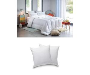 Blanrêve Lot de Couette Toutes Saisons Anti Acariens - 2 Personnes - 240x220cm Lot de 2 Oreillers Confort - Doux et Moelleux - 60x60 cm
