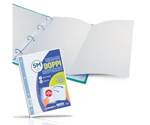 Blasetti - Pièces de rechange DOPPI idéales pour les schémas, recherches, dessins. Feuilles format A4 double, papier de 100 g, avec trous de stockage - Quadretti 5M