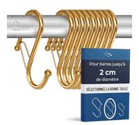 Blau Marité Pack de 10 Ganchos en S para Colgar - Ganchos en Forma de Ese con Cierre Anticaída para Cocina, Baño, Armario y Almacenaje - Gancho para Barras de hasta 2 cm Diámetro - Dorado