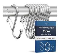 Blau Marité Pack de 10 Ganchos en S para Colgar - Ganchos en Forma de Ese con Cierre Anticaída para Cocina, Baño, Armario y Almacenaje - Gancho para Barras de hasta 2 cm Diámetro - Cromado