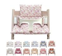 Blausberg Baby - Set de coussins pour chaise Tripp Trapp® Stokke - lavable, essuyable, tissu en coton enduit et revêtu Oeko-Tex, rembourrage 6 cm, fabriqué à la main en Allemagne -Prairie fleurie rose