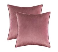 Blausky 1 housse de coussin décorative en velours avec fermeture éclair cachée, pour canapé, salon, chambre à coucher, vieux rose, 50 x 50 cm