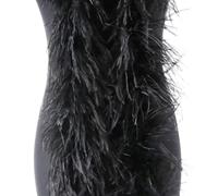 Blausky Boa en plumes, bouquet de plumes moelleux, longueur : environ 2 m, guirlande à plumes, écharpe unie en plumes d'autruche, accessoire de costume pour Charleston années 20, carnaval, noir