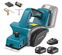 blayram Rabot Sans Fil Compatible avec Makita 18V Batterie, 15000RPM Raboteuse Électrique à Une Main avec 2×4.0Ah Batterie, Largeur de Rabotage 82mm, Profondeur de Coupe 0-2mm