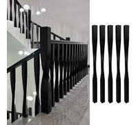 Blazea Garde Corps Escalier Balustre D'escalier Carré, en Bois Massif Noir | Balustres et Poteaux de Départ Décoratifs, Main Courante en Bois pour La Rénovation D'escaliers Intérieurs