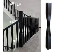 Blazea Garde Corps Escalier Balustre D'escalier Carré, en Bois Massif Noir | Balustres et Poteaux de Départ Décoratifs, Main Courante en Bois pour La Rénovation D'escaliers Intérieurs
