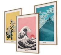 BLCKART Hokusai - Lot de posters - Décoration murale japonaise - Art japonais - Images décoratives pour chambre à coucher et salon - 3 x A3 - Sans cadre