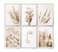 BLCKART Lot de Posters affiches Beige Love Herbe de la pampa Image murale double face pour salon scandinave Décoration de salon (M | 6 x A4 | 21 x 29,7 cm | Sans cadre Beige Love | Pampasgrass)