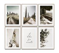 BLCKART Toscana Vibes Lot de posters muraux italiens - Décoration murale pour chambre à coucher, salle à manger - Style méditerranéen - 6 x DIN A4 (21 x 29,7 cm)