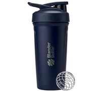 BlenderBottle Strada Bouteille d'eau isotherme en acier inoxydable avec fouet métallique, 710 ml, bleu marine