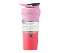 BlenderBottle Strada Bouteille d'eau isotherme en acier inoxydable avec fouet métallique, 710 ml, flamant rose ombré