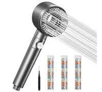 Blendura Pommeau de douche avec Filtre Economie Deau, Douchette Douche avec 5 Types de Jets, Pommeau Douche Anti Calcaire avec 3 Filtre, Gris