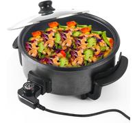 BlesConi Grande poêle à frire électrique 42 cm, 1500 W non multifonction avec couvercle pour casserole chaude et grill, contrôle précis de la chaleur (4 cm de profondeur)