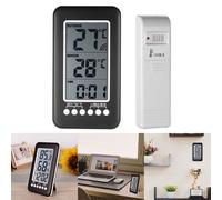BlesConi Horloge thermomètre d'intérieur et d'extérieur sans fil, mémoire de température maximale minimale, capteur portable de 100 m, format 12/24 heures, bureau mural