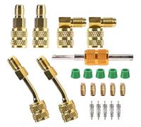 BlesConi Kit d'adaptateur de conversion de filetage SAE 1/4 vers 5/16 SAE pour systèmes R410 R22 Raccords en laiton pour angles d'installation de 45 et 90 degrés (ensemble)