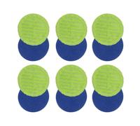BlesConi Lot de 12 têtes de balai à franges électriques à bords arrondis de 16 cm, lavables, réutilisables, doux et anti-rayures pour sols en bois dur et carrelage - Vert et bleu