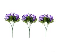 BlesConi Lot de 3 paquets de pensées artificielles en soie de 32 cm pour intérieur et extérieur (violet)