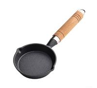 BlesConi Mini poêle à frire en fonte 10 cm avec manche en bois anti-adhésif pour œufs cuisine cuisine