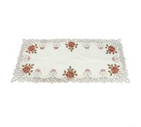 BlesConi Nappe ovale en dentelle brodée rustique vintage pour réunions de famille, vacances, célébration, lavable en satin, 40 x 85 cm (40 x 85 cm, rouge foncé)
