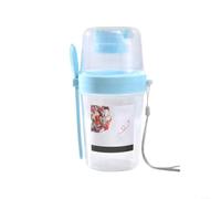 BlesConi Shaker à salade de grande capacité avec fourchette, réutilisable, multicolore, pour flocons d'avoine, fruits, yaourt, récipient portable de préparation des repas de 18,3 cm (bleu)