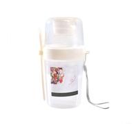 BlesConi Shaker à salade de grande capacité avec fourchette, réutilisable, multicolore, pour flocons d'avoine, fruits, yaourt, récipient portable de préparation des repas de 18,3 cm (blanc)