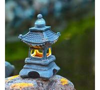BlesConi Statue de pagode solaire d'extérieur - Lanterne zen japonaise effet pierre grise - Décoration de jardin en résine résistante aux intempéries avec détails en mousse pour paysage et terrasse