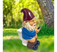 BlesConi Statuette de téléphone de toilette nain 3D en résine, figurine humoristique de nain de jardin pour décoration de pelouse, cour (bleu)