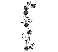 BlesConi Sticker mural 3D en forme de fleur en rotin - Miroir acrylique pour salon, chambre à coucher, porte - Décoration à faire soi-même - Doré, argent, noir (noir)