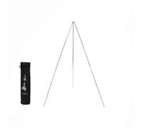 BlesConi Trépied léger en aluminium pour feu de camp 105 cm : support de cuisson réglable à 4 sections pour barbecue extérieur et casserole (argenté)