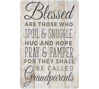 Blessed Are Those Who Spoil and Snuggle Retro Metal Tin Sign Grandparent Gift for Bedroom Living Room Home Office 8 X 12 in