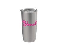 Blessed - Grand texte rose vif en gras Gobelet isotherme en acier inoxydable double paroi