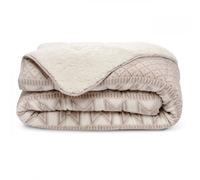 Bleu Calin Couette imprimée Chaude Chalet 250g/m2 - Sherpa et Toucher Velours - Utilisation sans Housse - 240x260cm