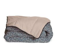 Bleu Calin Couette Imprimée Chaude Omara 220x240cm Lit 2 Places - Microfibre - Édredon 350g/m² - Fabriqué en France - Bleu Paon/Beige
