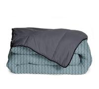 Bleu Calin Couette Imprimée Chaude Soumaya 220x240cm Lit 2 Places - Microfibre - Édredon 350g/m² - Fabriqué en France, Certifiée Oeko-Tex - Bleu Paon/Gris Ardoise