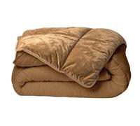 Couette Chaude Réversible Velours Uni Moka 220x240cm pour Lit 2 places - Édredon 300g/m² Fabriqué en France - Marron - BLEU CALIN