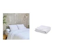 Bleu Calin Lot Couette Été Légère Anti-Transpiration TopCool 240x260 cm + 2 Oreillers Moelleux Ecologiques 60x60 cm - Garnissage 100% Issu du Recyclage